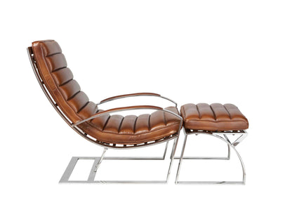 Ottoman / Hocker "Clueso" braun mit Chromgestell