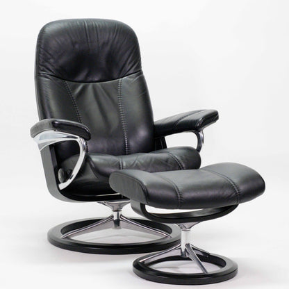 Ekornes Stressless Consul Signature (M) mit Hocker schwarz