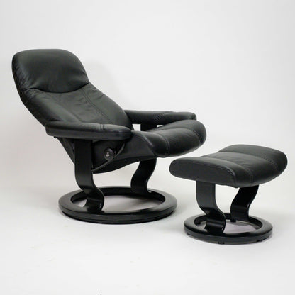 Ekornes Stressless Consul (M) mit Hocker schwarz