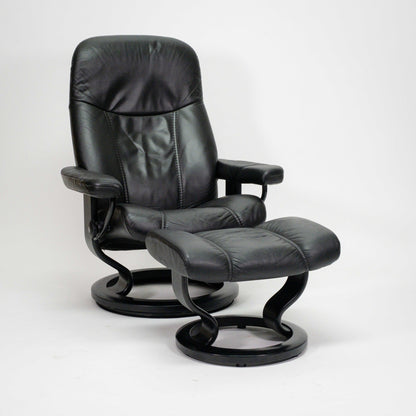 Ekornes Stressless Consul (M) mit Hocker schwarz