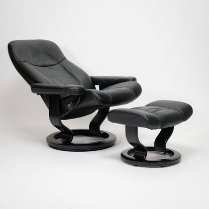 Ekornes Stressless Consul (M) mit Hocker schwarz