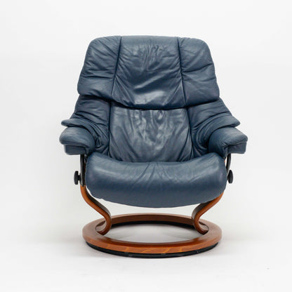 Ekornes Stressless Reno (L) mit Hocker blau