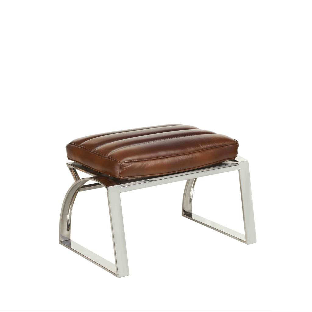 Ottoman / Hocker "Clueso" braun mit Chromgestell