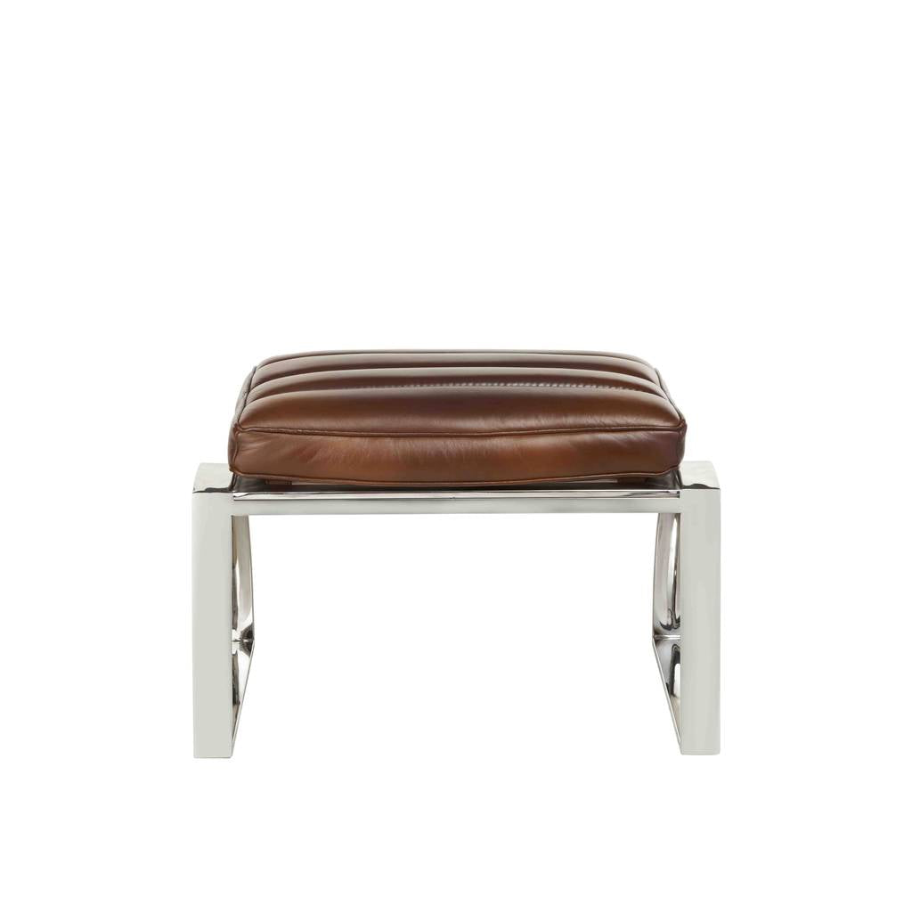 Ottoman / Hocker "Clueso" braun mit Chromgestell