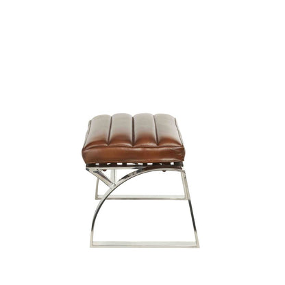 Ottoman / Hocker "Clueso" braun mit Chromgestell