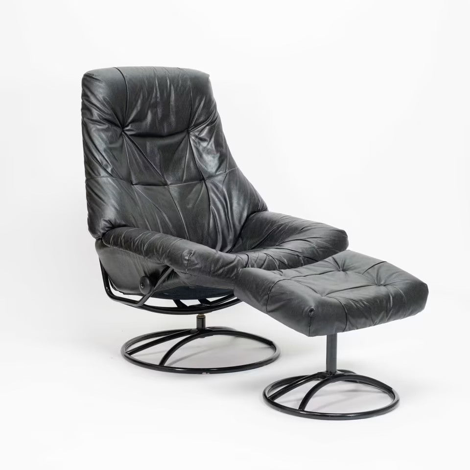 Stressless Vintage Sessel mit Hocker schwarz