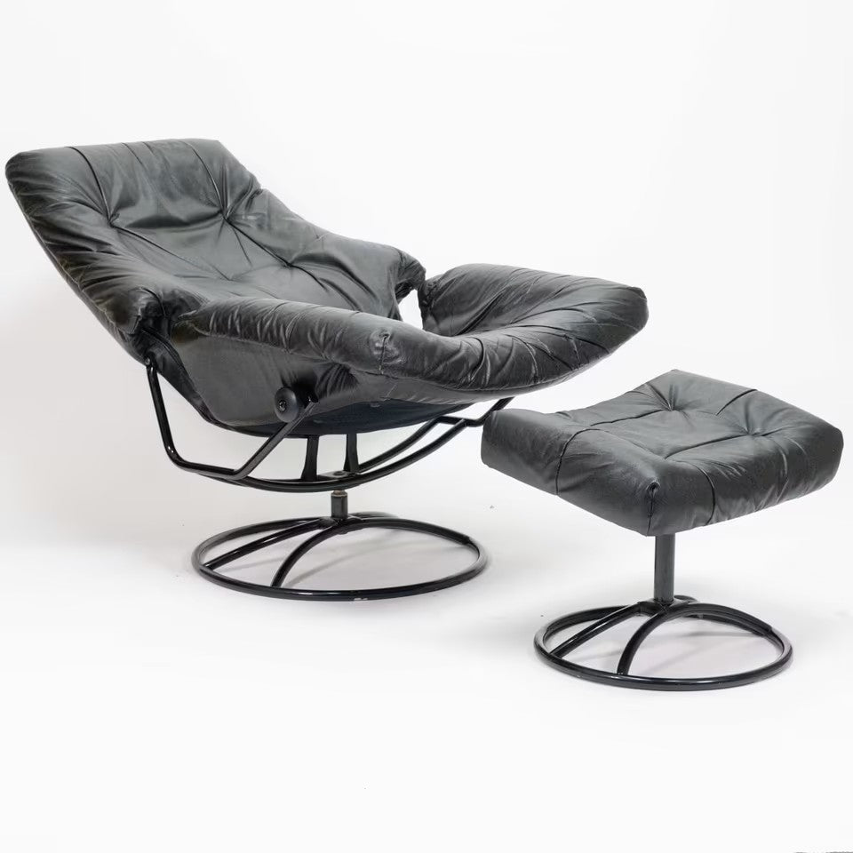 Stressless Vintage Sessel mit Hocker schwarz