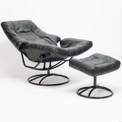 Stressless Vintage Sessel mit Hocker schwarz