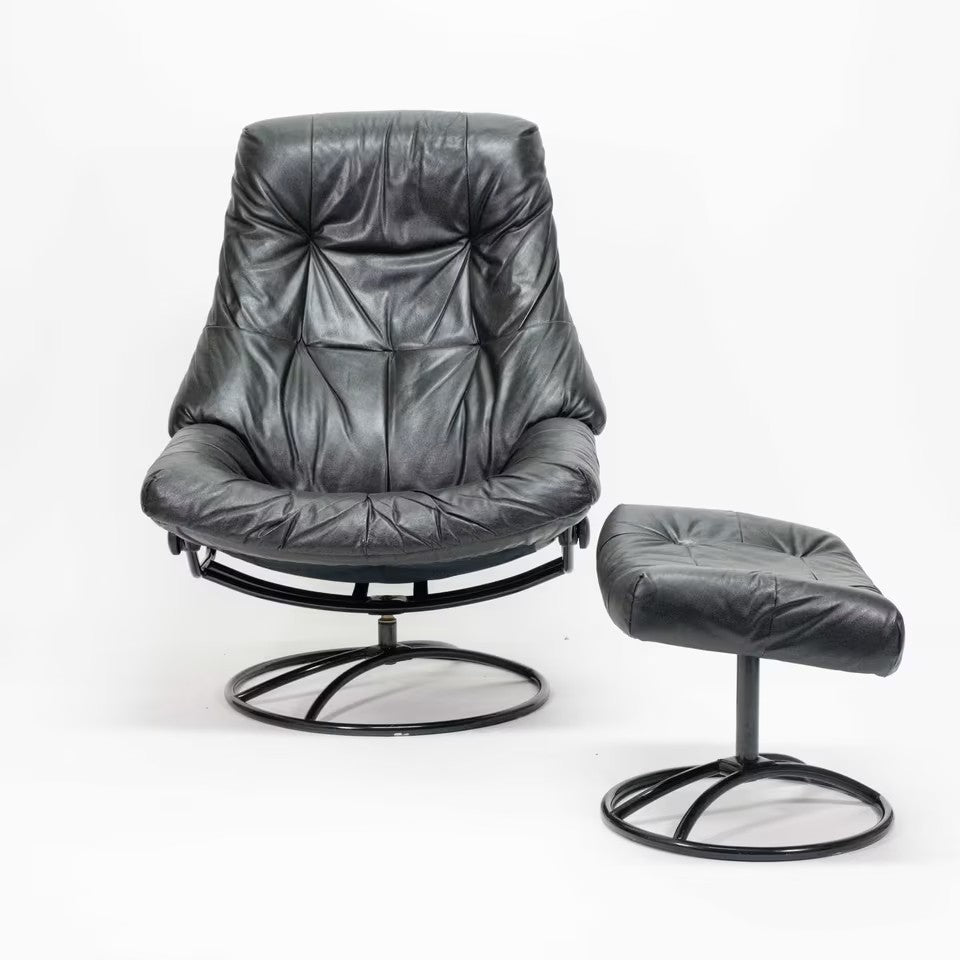 Stressless Vintage Sessel mit Hocker schwarz
